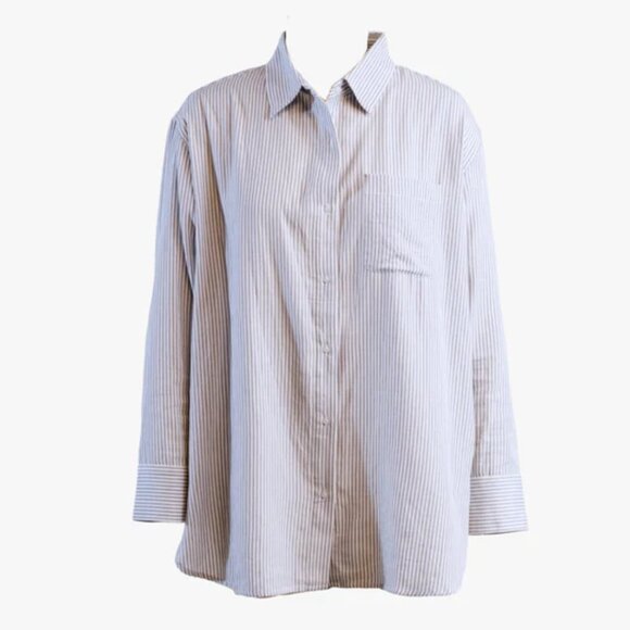 NWT Able Blue and White Harris Oversized Button Down 100 Cotton Shirt, Size XS - Picture 4 of 4